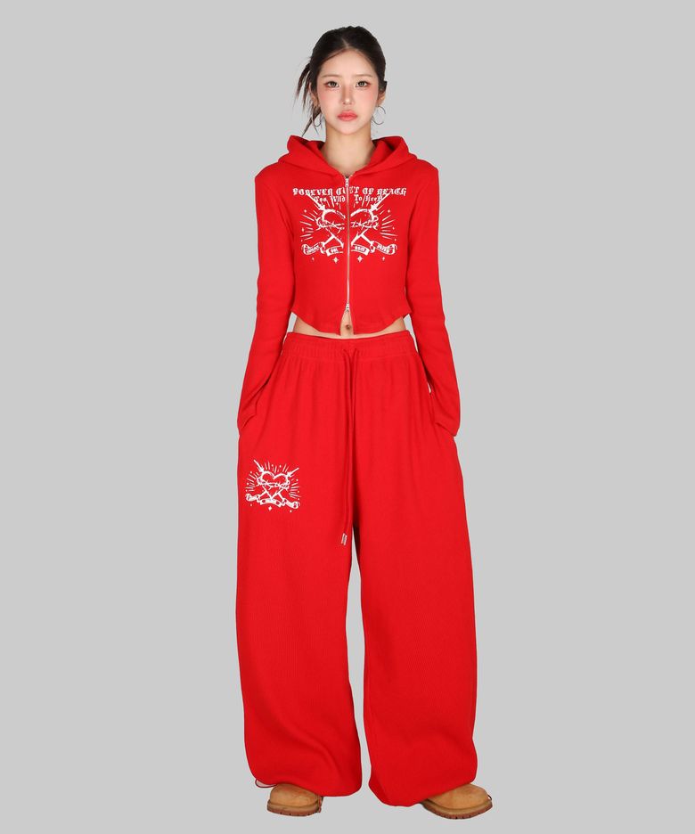 Ribbed Heart Pants [ red ]