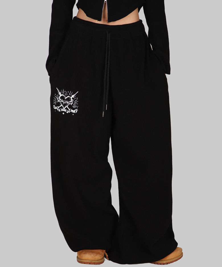 Ribbed Heart Pants [ bk ]
