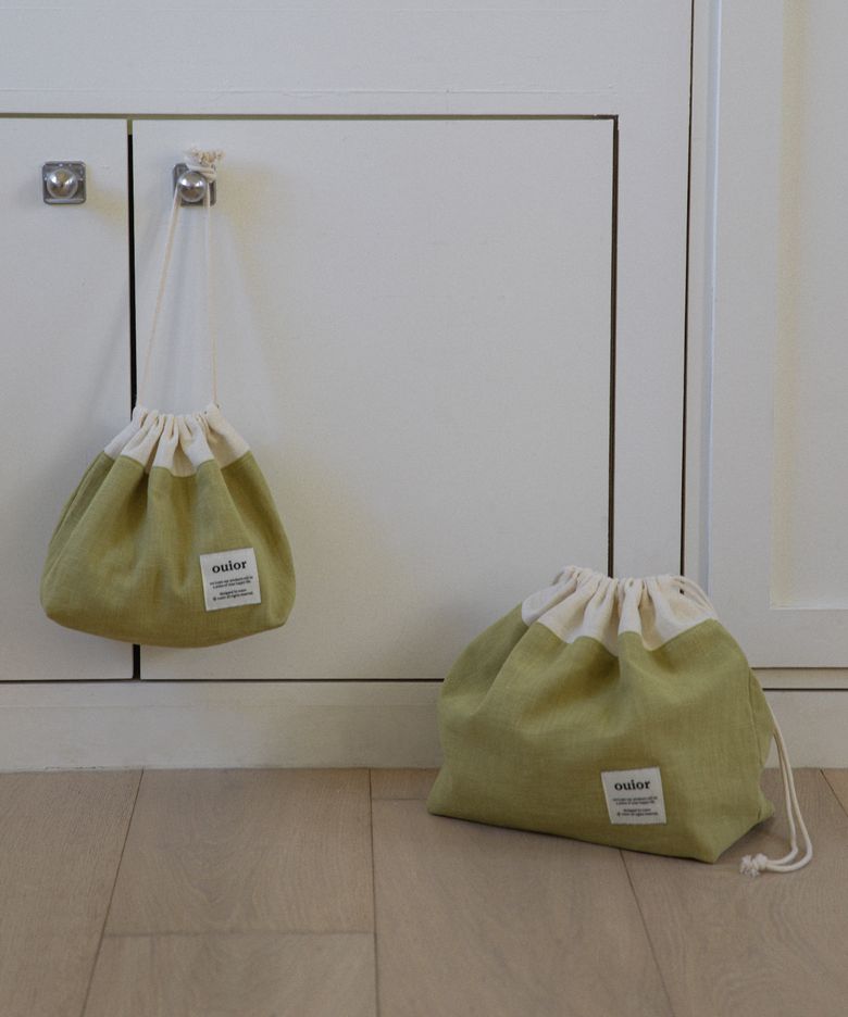 [기프트박스]ouior chubby string pouch_cream&olive