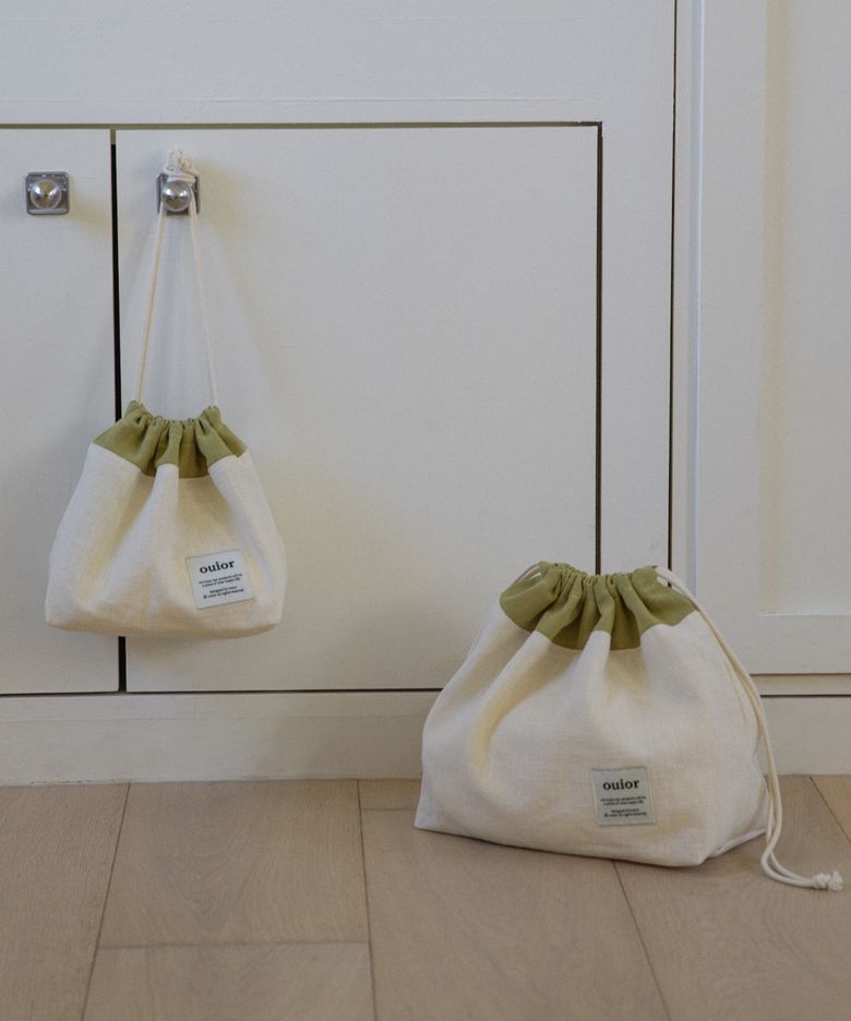[기프트박스]ouior chubby string pouch_olive&cream