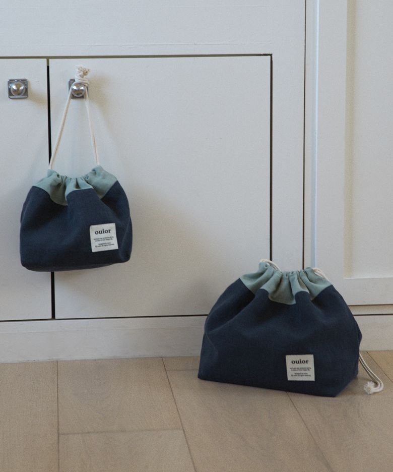 [기프트박스]ouior chubby string pouch_mint&navy