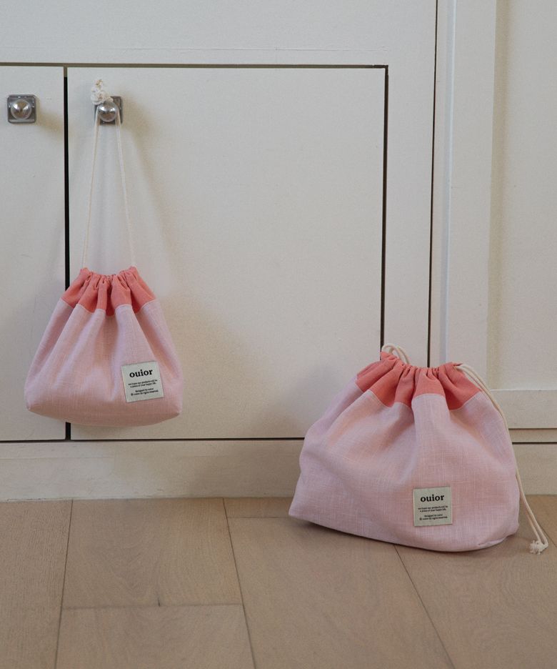 [기프트박스]ouior chubby string pouch_coral&pink
