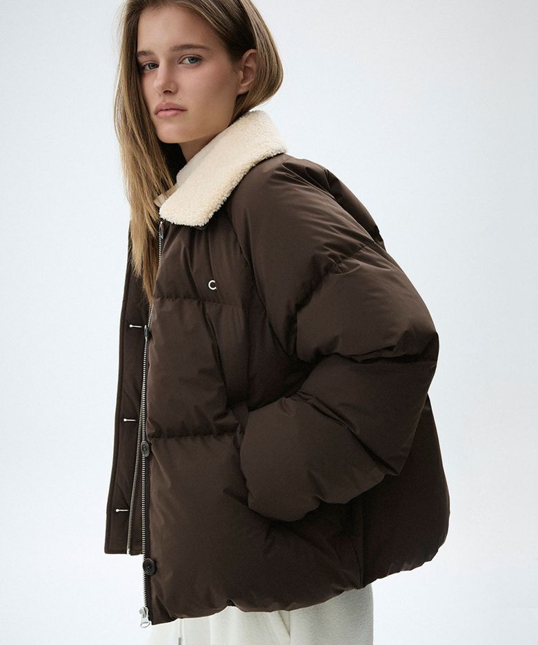 Collar Down Jacket (Brown)