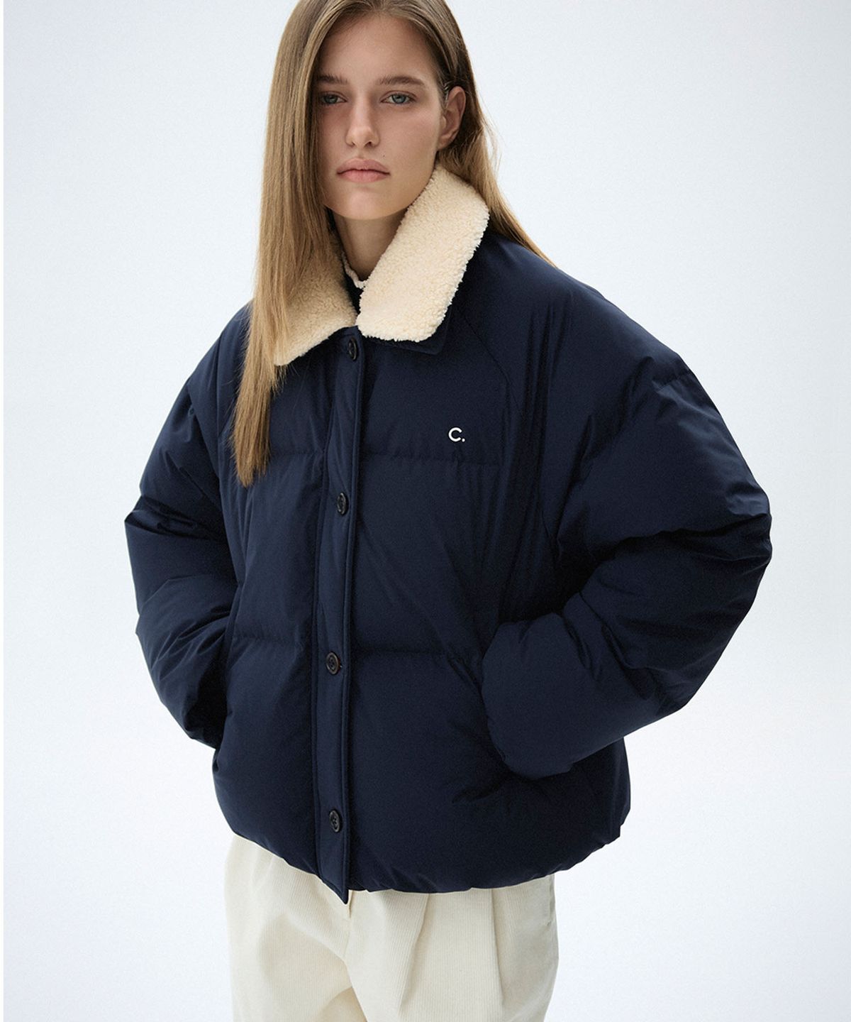 클로브(CLOVE) Collar Down Jacket (Navy)
