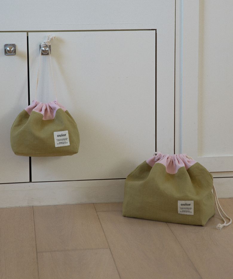 [기프트박스]ouior chubby string pouch_pink&olive