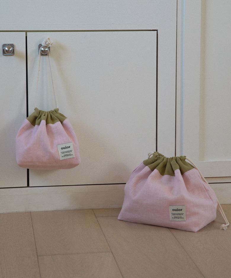 [기프트박스]ouior chubby string pouch_olive&pink