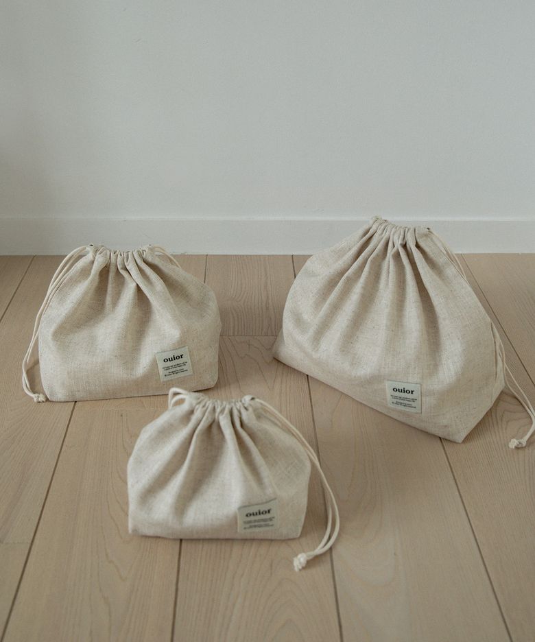 [기프트박스]ouior chubby string pouch_herringbone beige