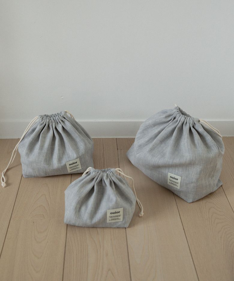 [기프트박스]ouior chubby string pouch_herringbone skygray