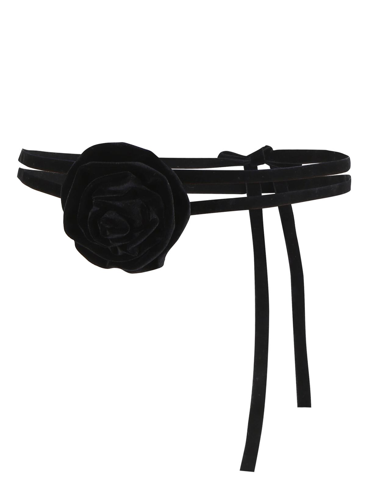 로잔느(ROSEANNE) Rose Velvet Belt (Black)