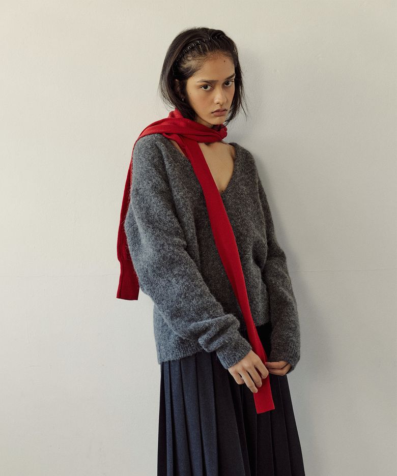 Lazy Layering Hoodie Scarf (RED)