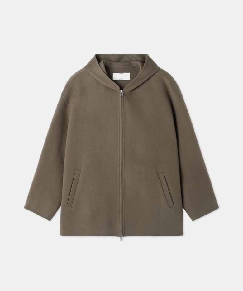 Wool hood handmade coat / KHAKI
