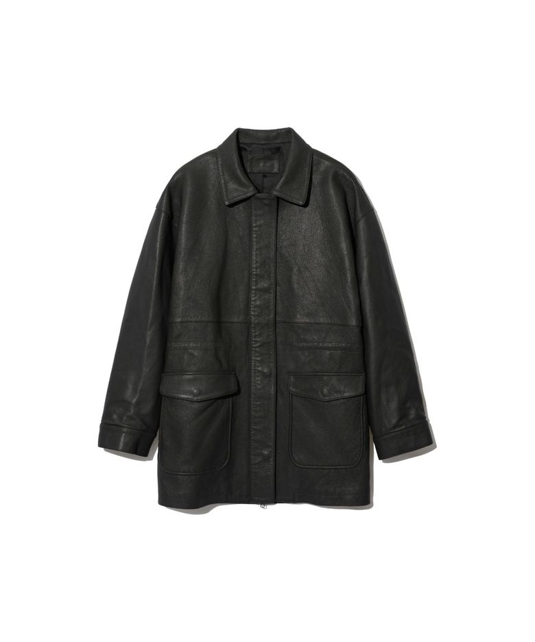 Goat Leather Coat (Charcoal Brown)
