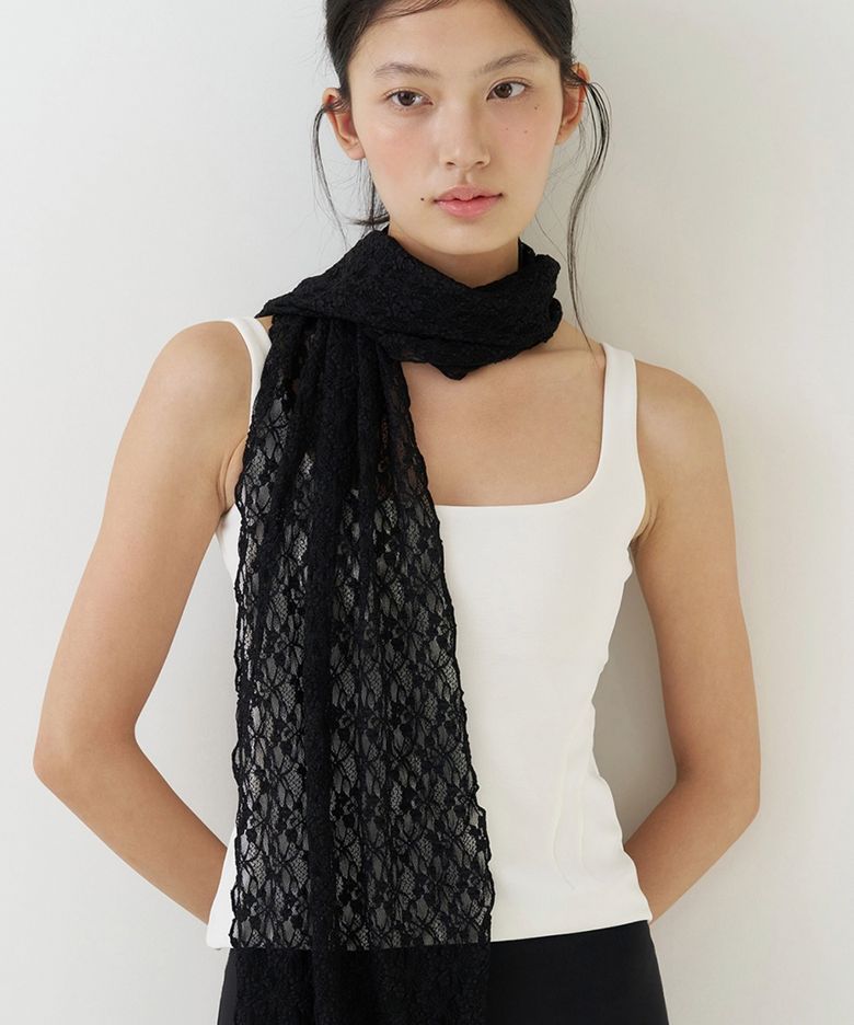 floral lace long scarf (2colors)