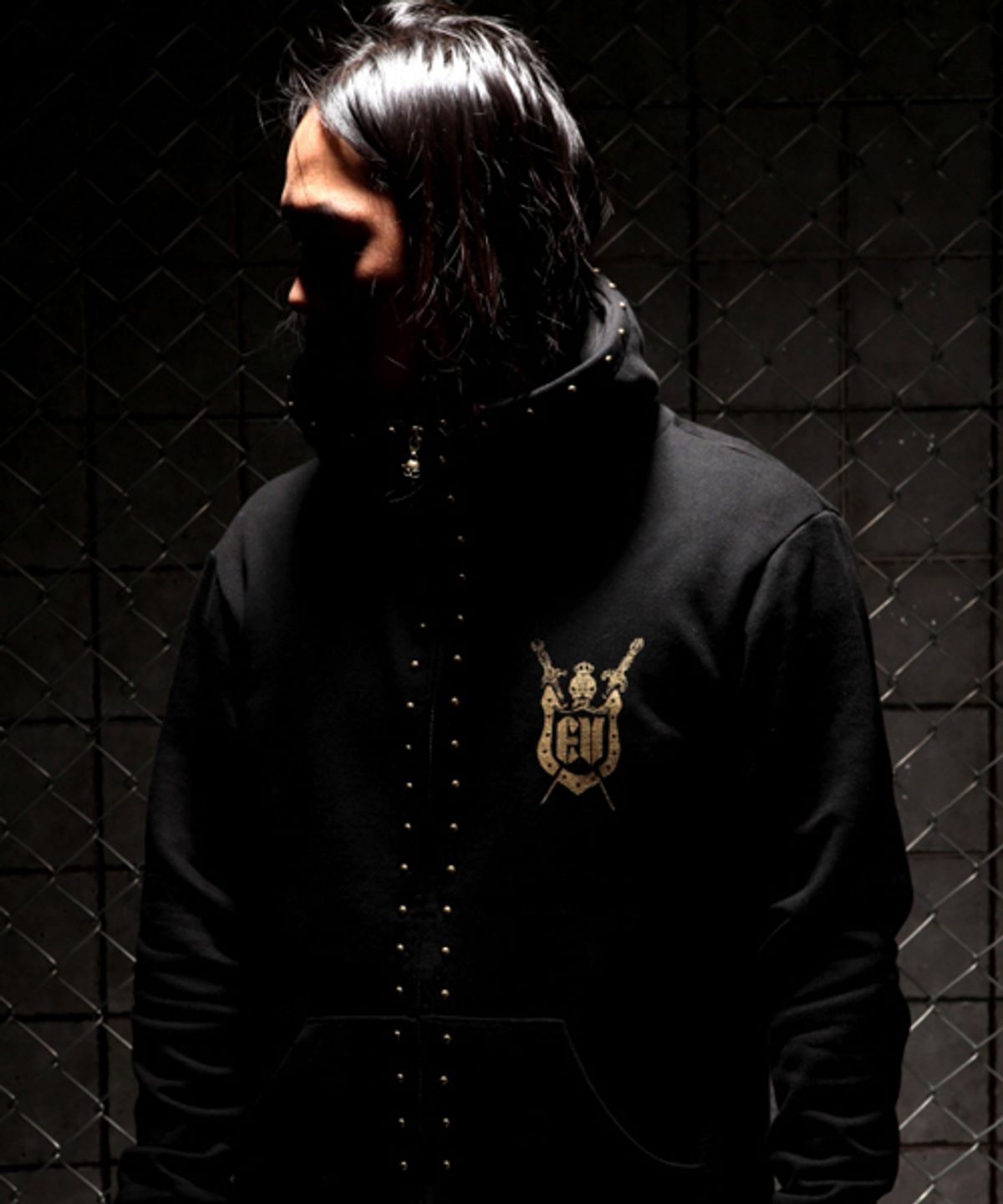 에잇볼륨(EIGHTVOLUME) EV ANTIQUE GOLD STUD HOODZIP(MANDALA MONK)