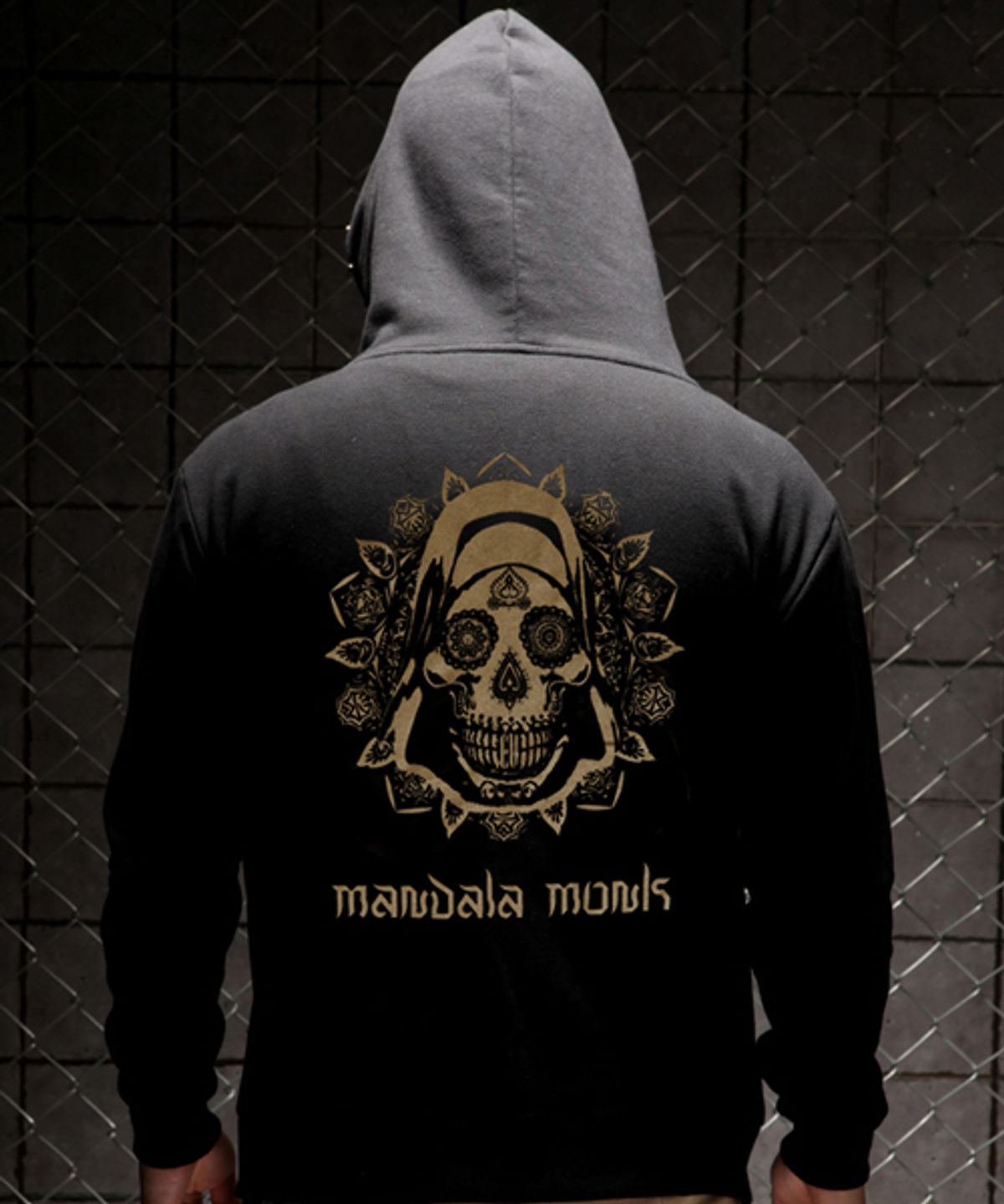 에잇볼륨(EIGHTVOLUME) EV ANTIQUE GOLD STUD HOODZIP(MANDALA MONK)