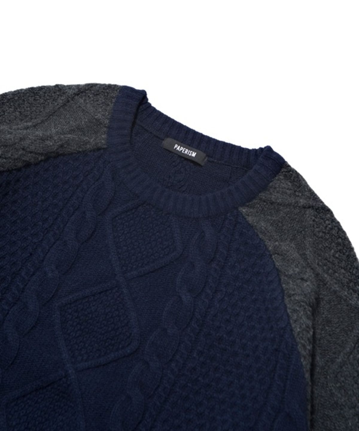 페이퍼리즘(PAPERISM) COOR BOCK FISHERMAN KNIT [NAVY]