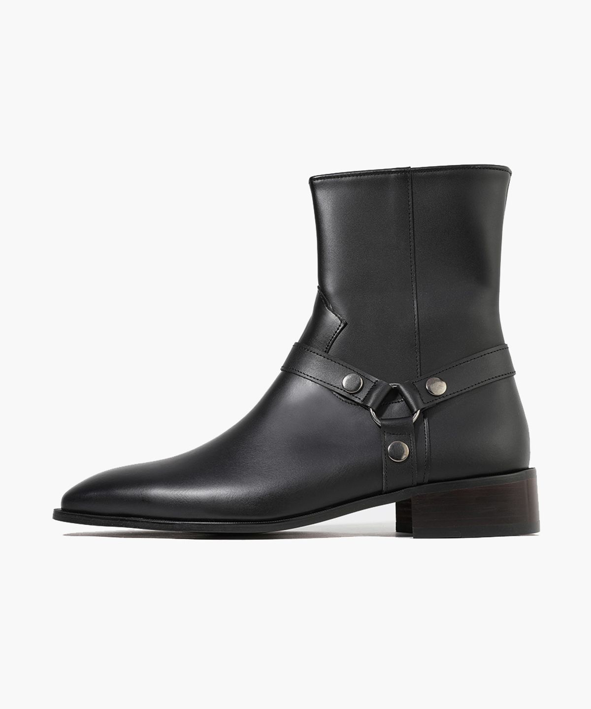 피렌체 아뜨리에(FIRENZE ATELIER) 미니멀 스퀘어라인 벨크로라인 앵클부츠 9500 [BLACK FG]