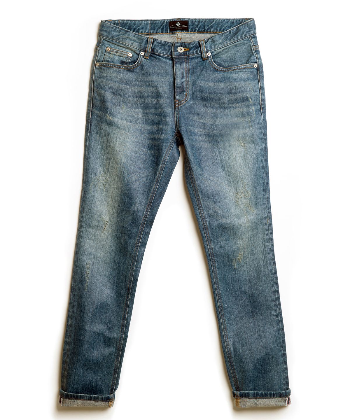 언터치드(UNTOUCHED) VINTAGE BLEACH PRESS COATED JEANS SLANDER