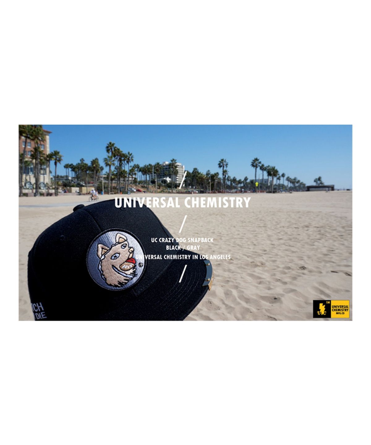 유니버셜 케미스트리(UNIVERSAL CHEMISTRY) CRAZY DOG SNAPBACK CAP(GRAY/WHITE) 도그스냅백