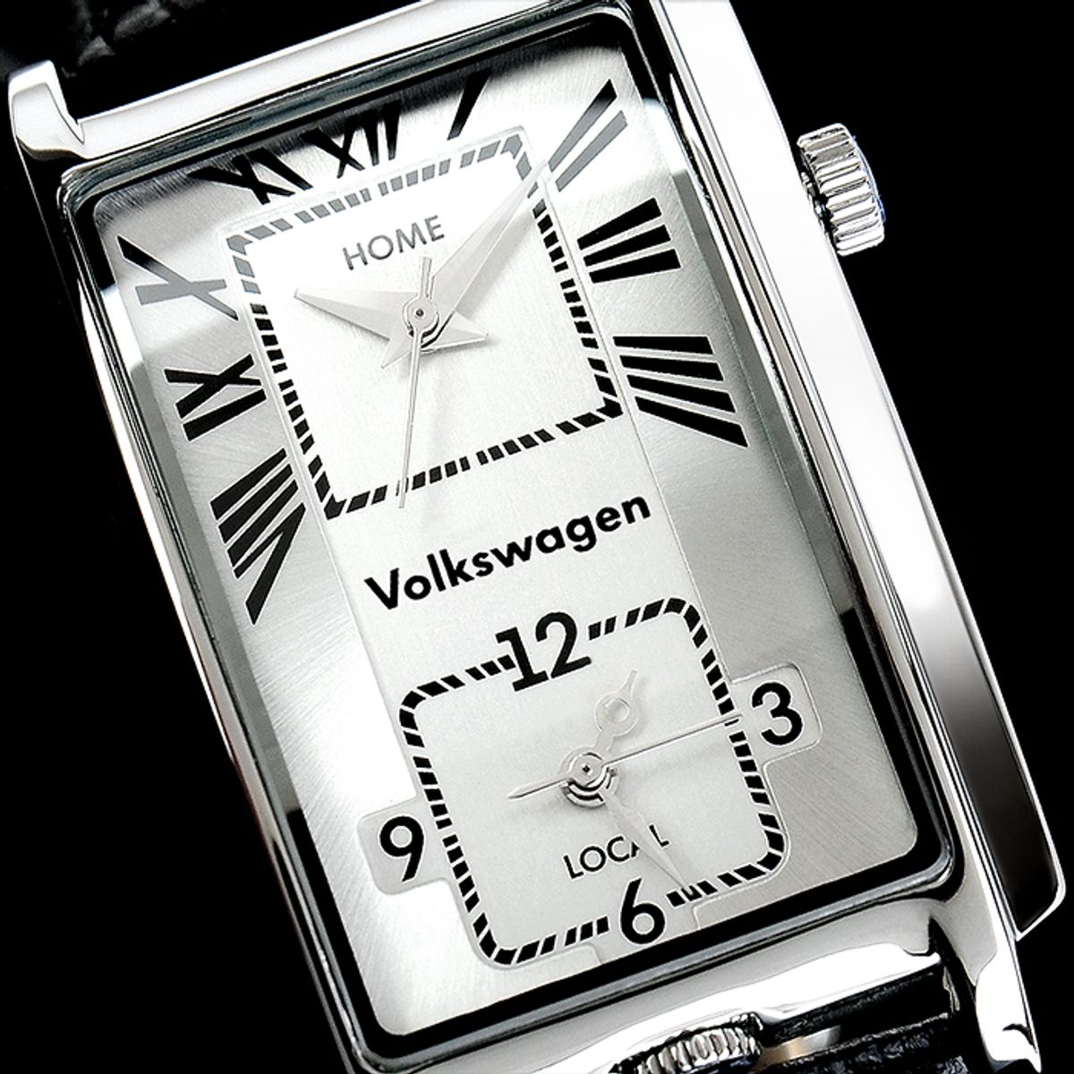 폭스바겐 와치(VOLKSVAGEN WATCH) 레트로 스퀘어 듀얼타임 가죽손목시계 VW1421V-SV