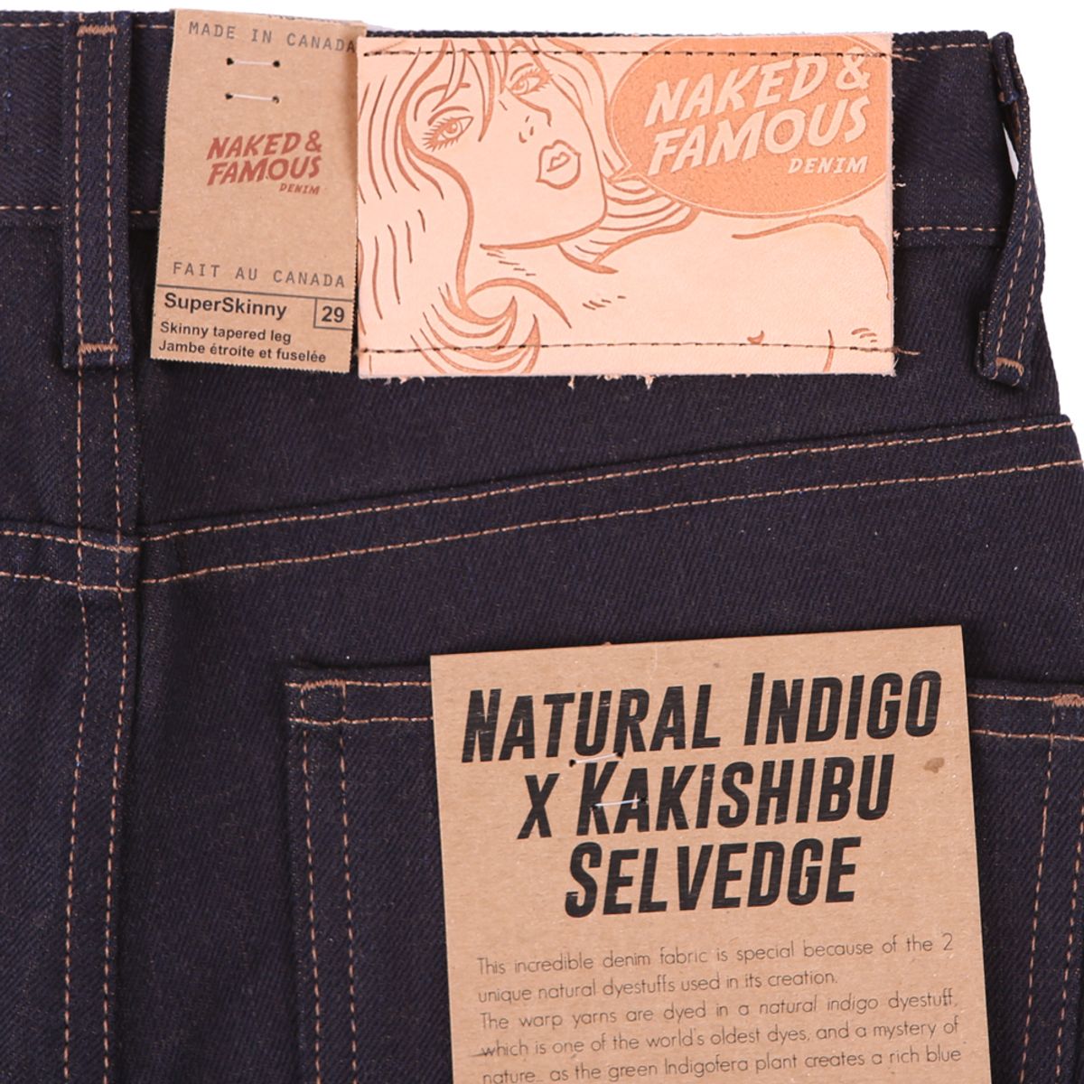 네이키드앤페이머스(NAKED&FAMOUS) SuperSkinnyGuy Natural Indigo x Kakishibu Selvedge