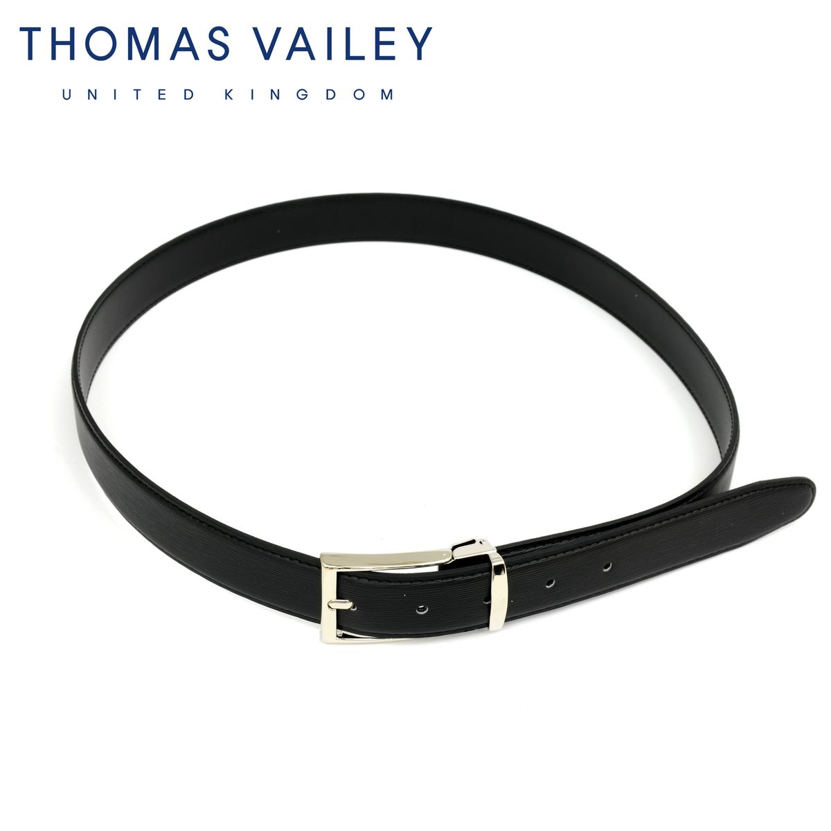 토마스 베일리(THOMAS VAILEY) 정장 비조 수동 소가죽 벨트 - 스퀘어 블랙