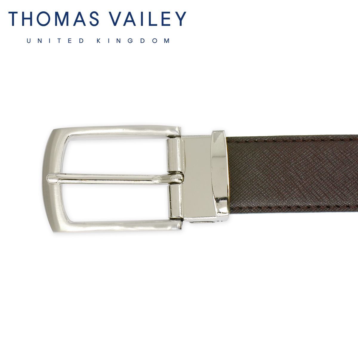 토마스 베일리(THOMAS VAILEY) 정장 비조 수동 소가죽 벨트 - 헤어라인 브라운