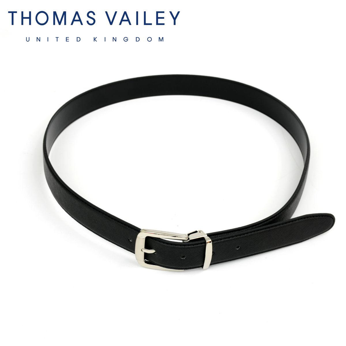 토마스 베일리(THOMAS VAILEY) 정장 비조 수동 소가죽 벨트 - 라운드 블랙