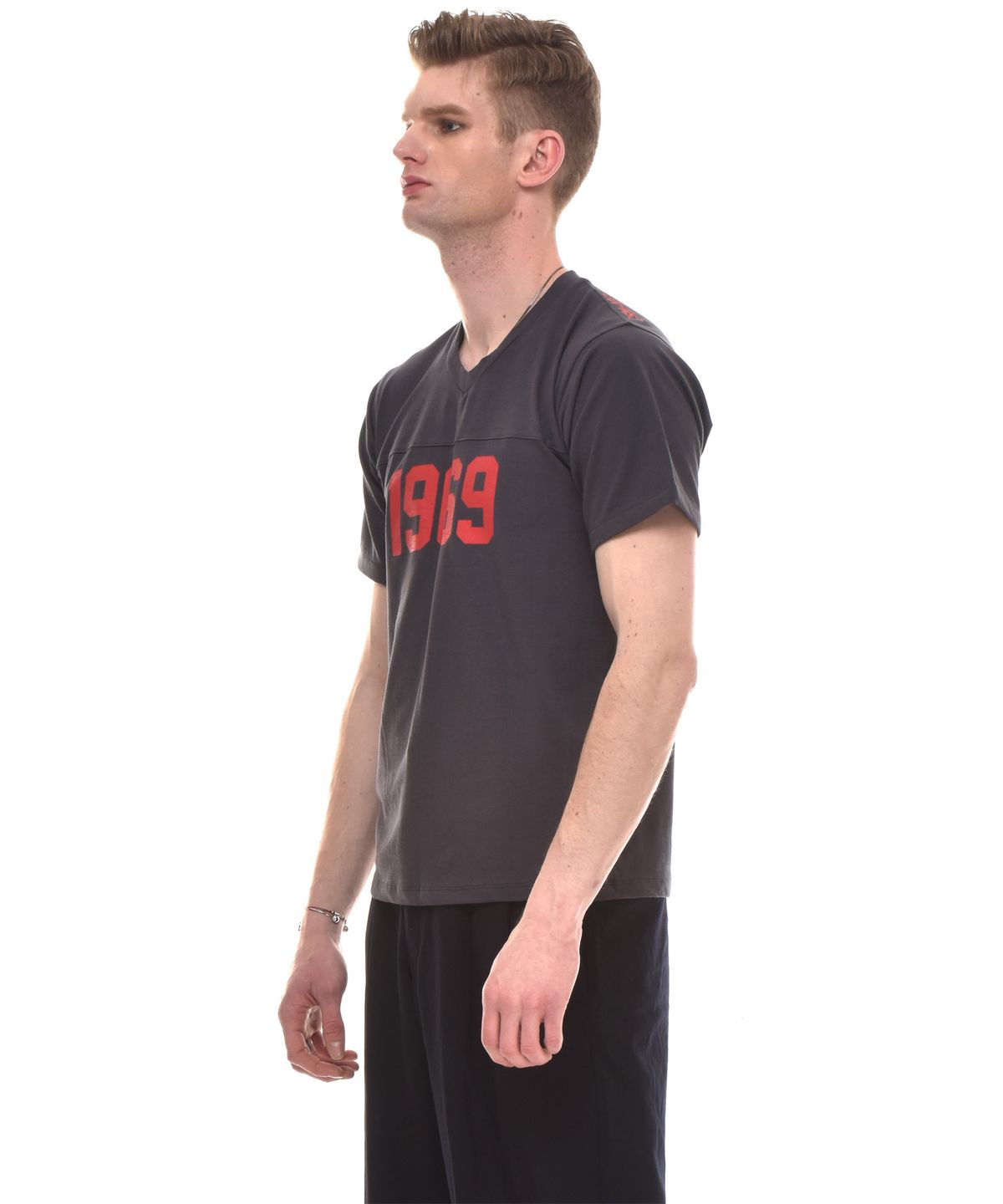 씨오엠이(COME) 1969-PRINT COTTON-JERSEY T-SHIRT (DARK GREY)