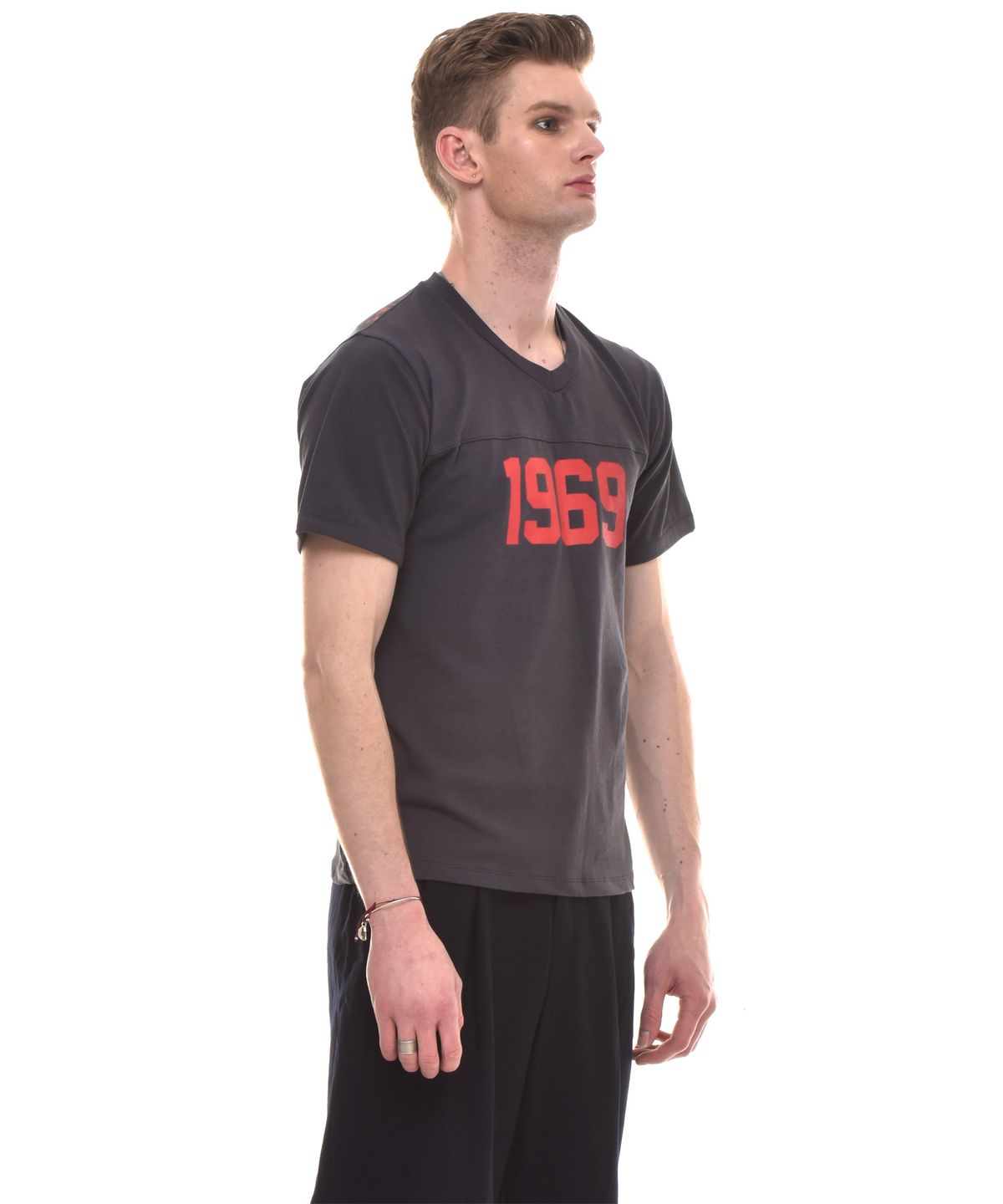 씨오엠이(COME) 1969-PRINT COTTON-JERSEY T-SHIRT (DARK GREY)