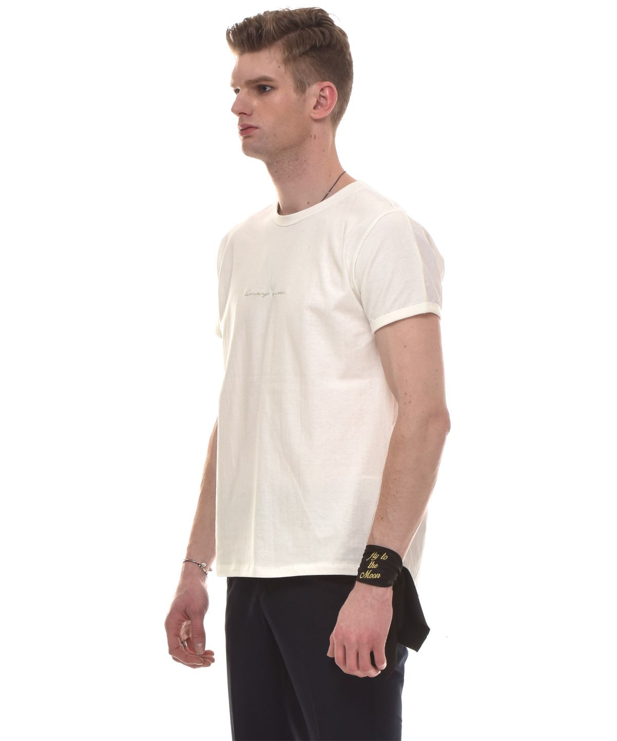 씨오엠이(COME) HONEY MOON EMBROIDERED COTTON AND COTTON-NYLON T-SHIRT (WHITE)