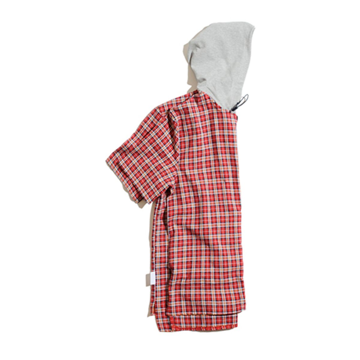 디스댓 더블유(THISTHATW) LAYERED HOOD CHECH SHIRT-RED
