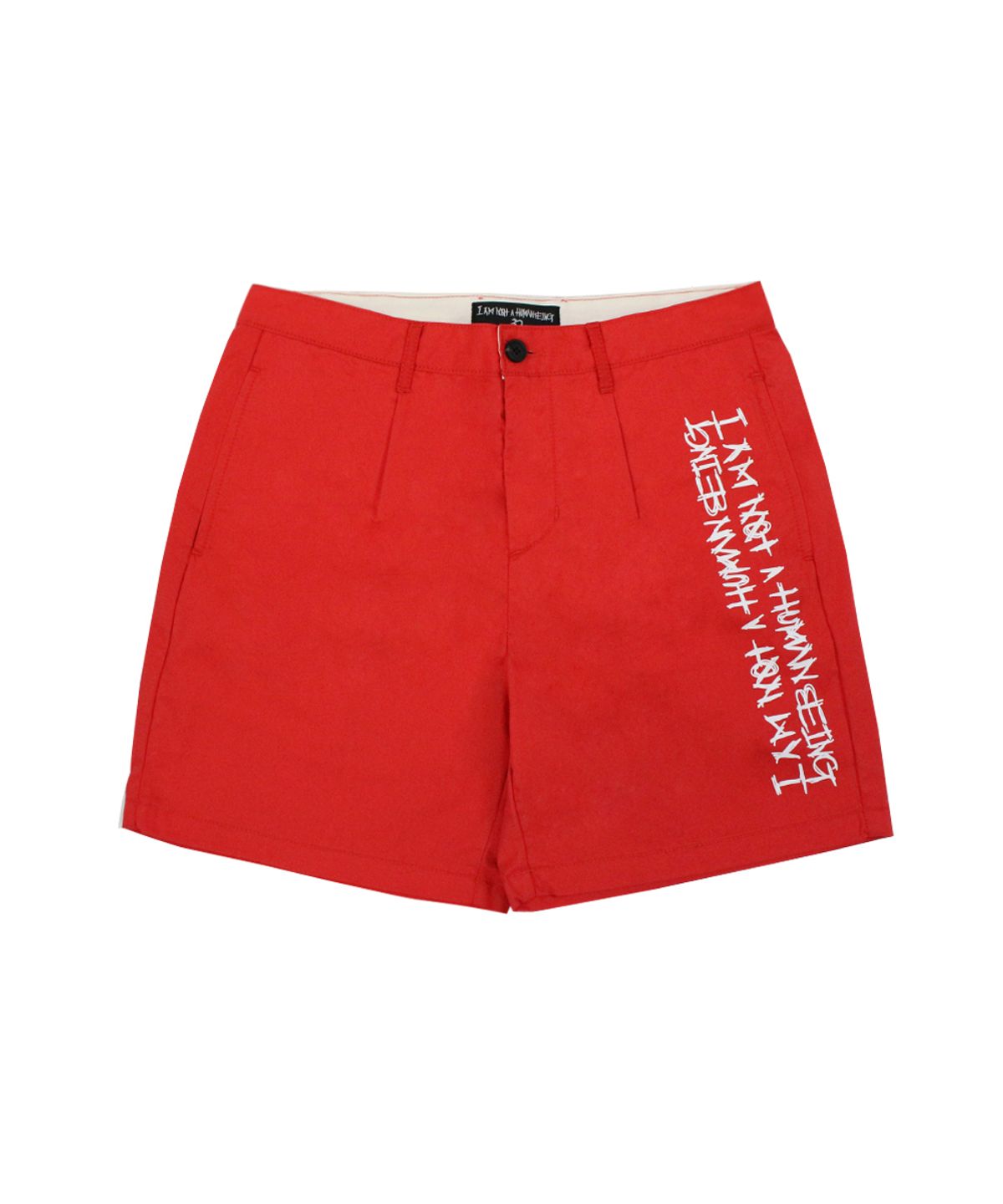 아임낫어휴먼비잉(I AM NOT A HUMAN BEING) Basic Logo Chinos Shorts - Red