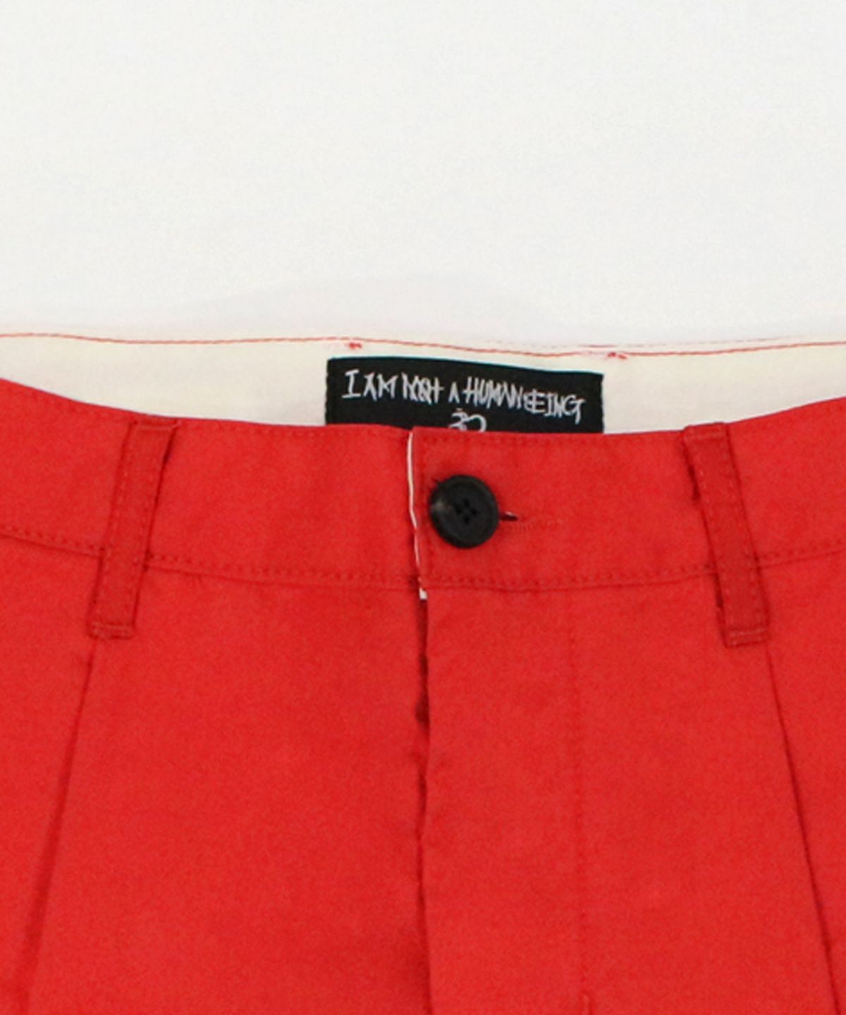 아임낫어휴먼비잉(I AM NOT A HUMAN BEING) Basic Logo Chinos Shorts - Red