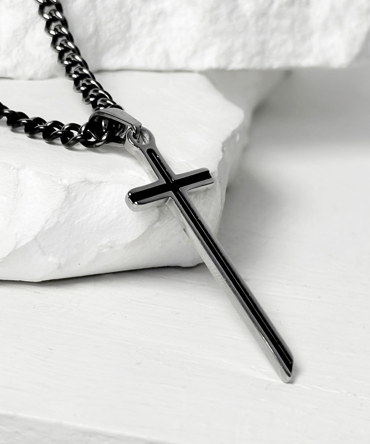 블레스드 뷸렛(BLESSED BULLET) 클레식 체인 크로스 목걸이_빈티지실버/블랙실버/실버/골드