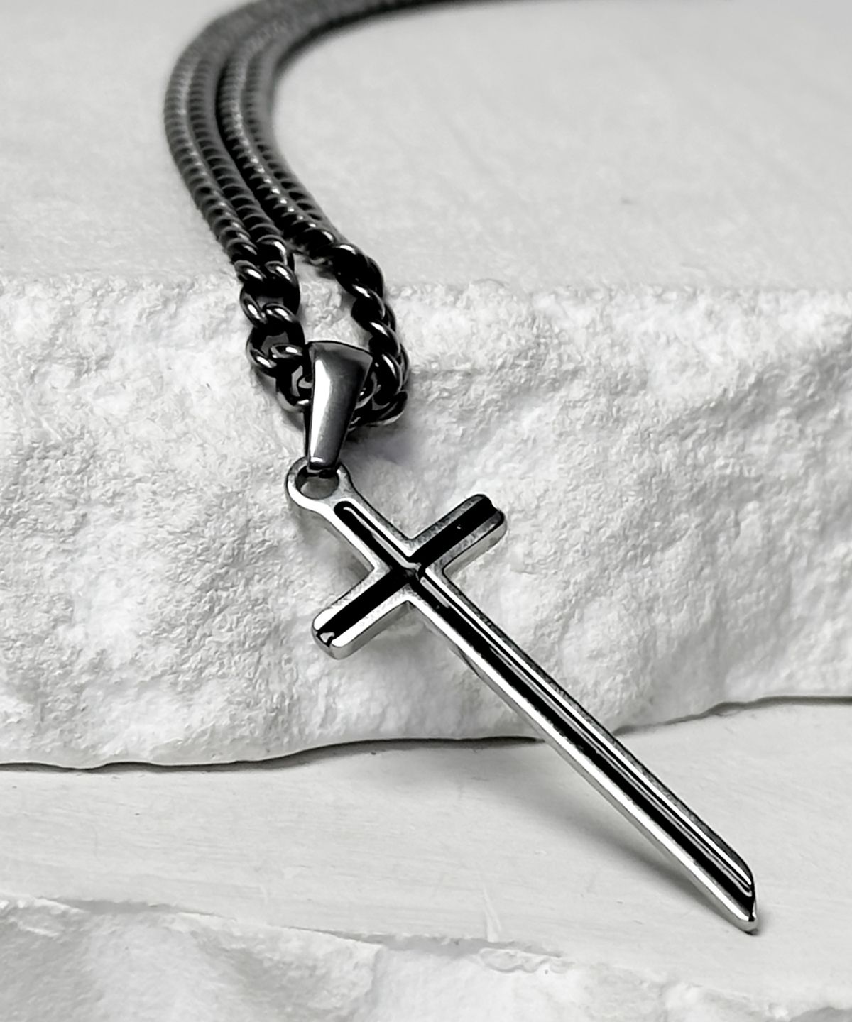 블레스드 뷸렛(BLESSED BULLET) 클레식 체인 크로스 목걸이_빈티지실버/블랙실버/실버/골드