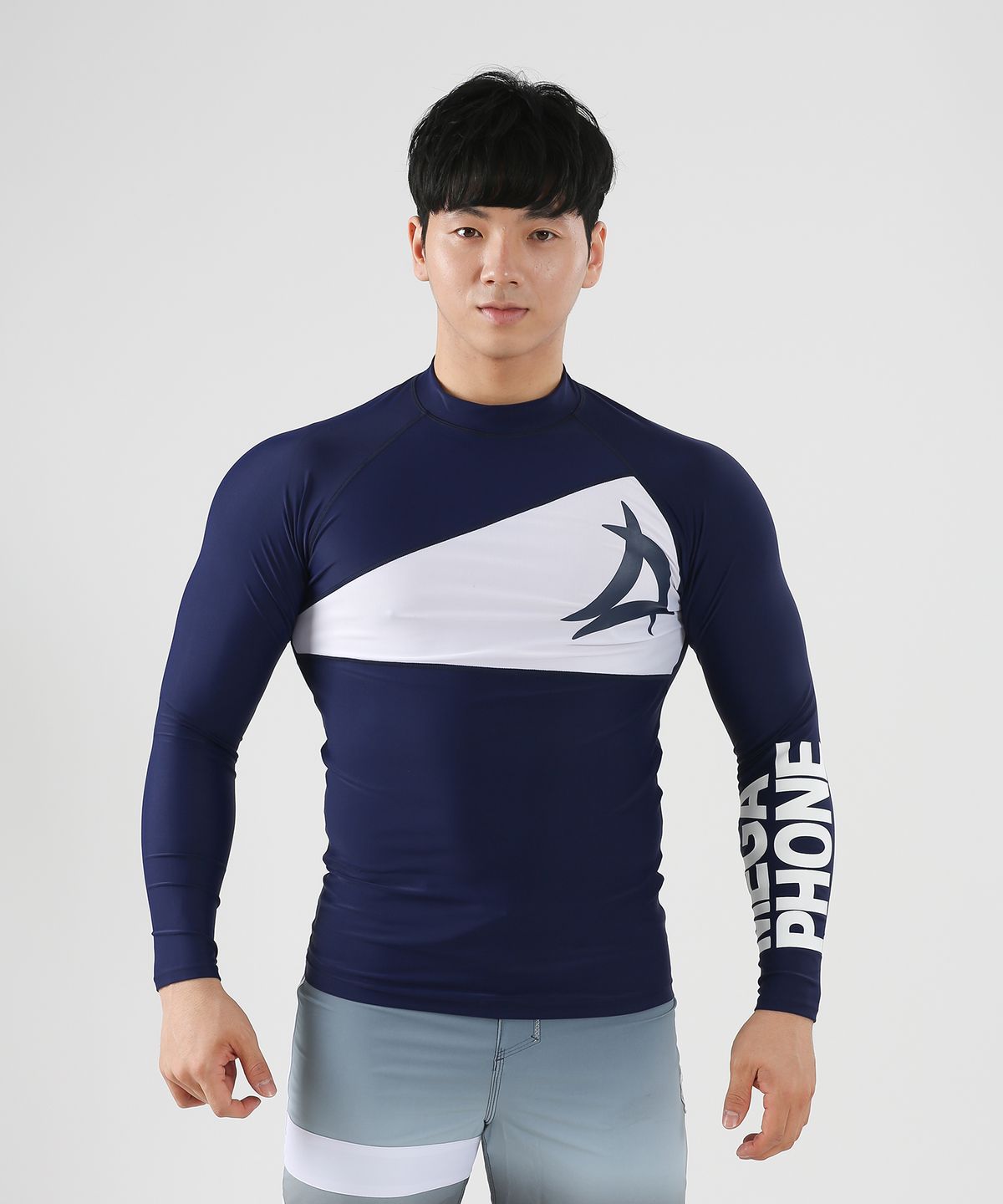 메가폰(MEGAPHONE) 남성 래쉬가드 Phantom - Navy/White