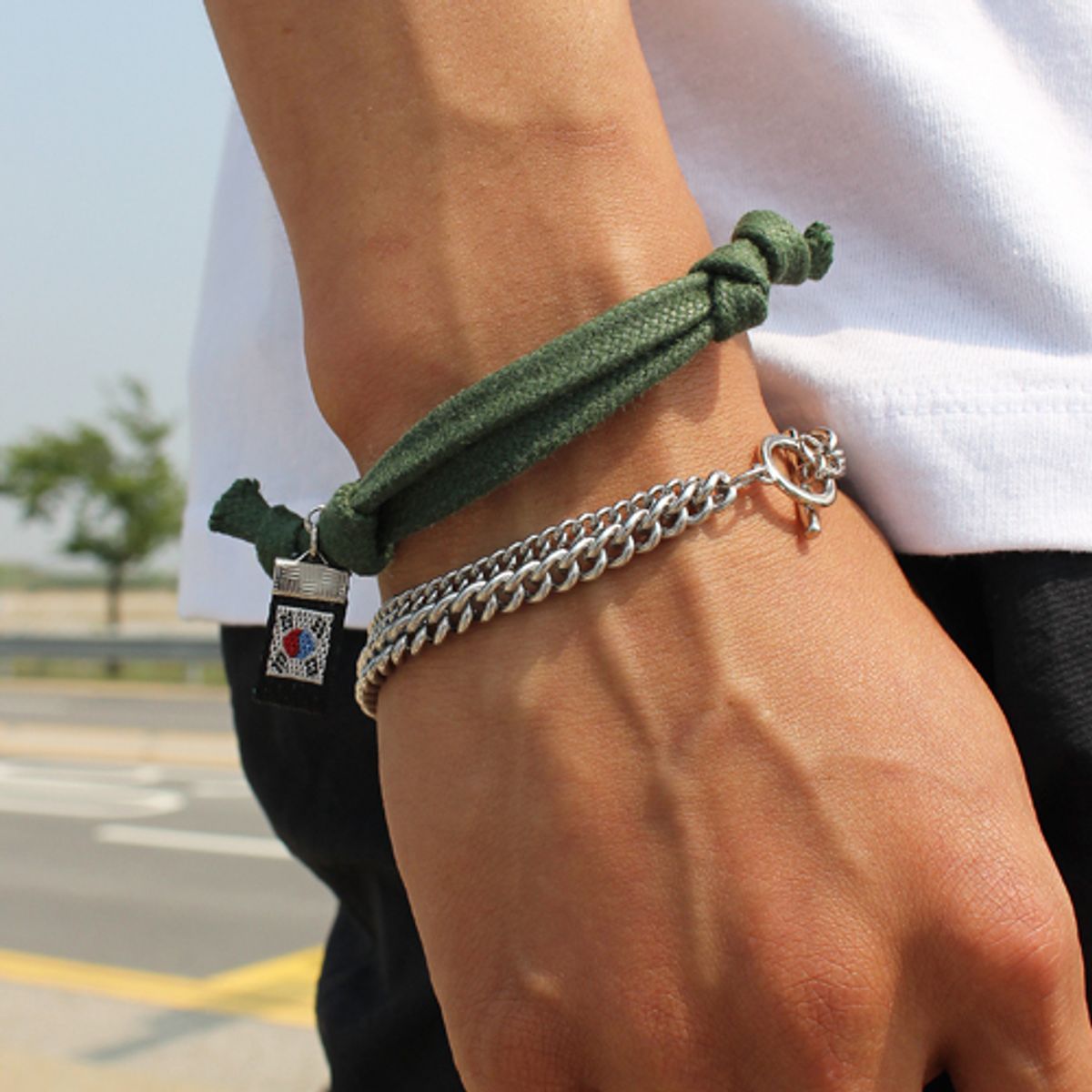 러쉬오프(RUSH OFF) [Surgical Steel] Two Silver Chainz Bracelet /써지컬스틸  이중체인팔찌