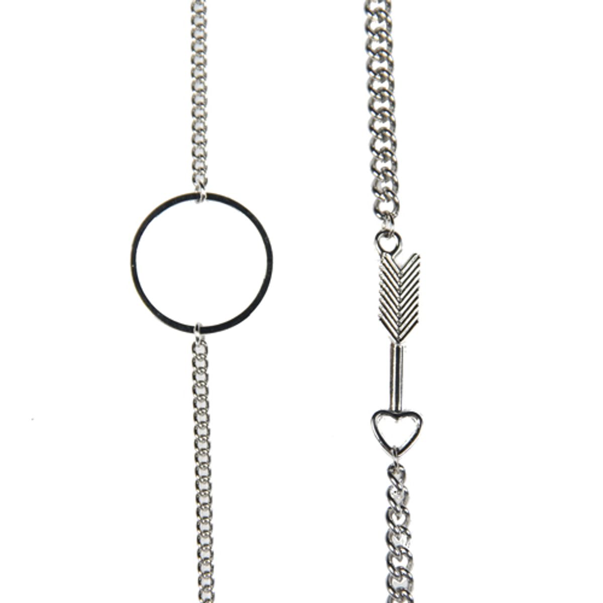 러쉬오프(RUSH OFF) [Surgical Steel] HeartArrow Point silver Chain Bracelet / 써지컬스틸 하트 화살표 포인트 실버 체인 팔찌.발찌
