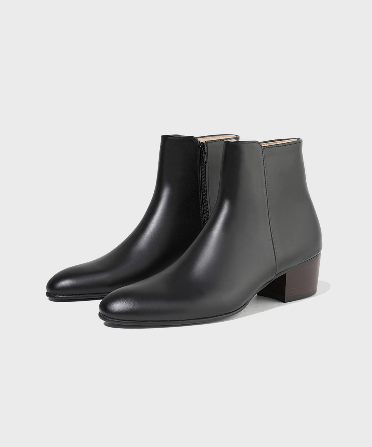 피렌체 아뜨리에(FIRENZE ATELIER) 4.7cm 카스타솔 미니멀 지퍼 앵클부츠 3335 [BLACK FG]