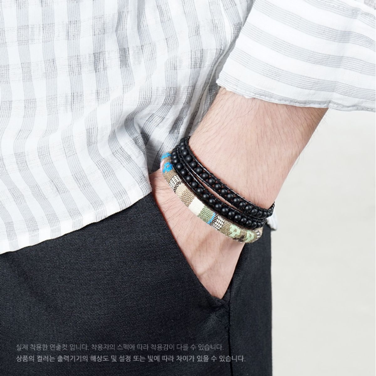제이반스 클래식(JBANS CLASSIC) 심플에스닉패턴 커플팔찌 (C1603-AC273KH)