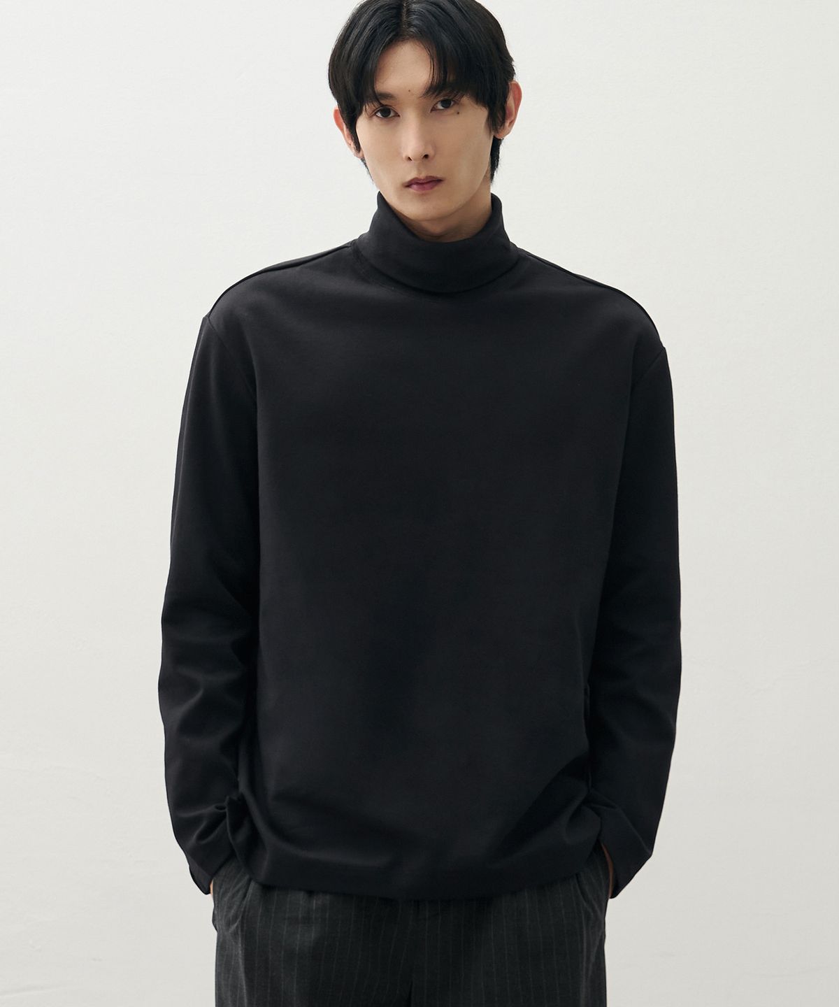 드로우핏(DRAW FIT) 터틀 하이 벤트 레이어드 티셔츠 [BLACK]