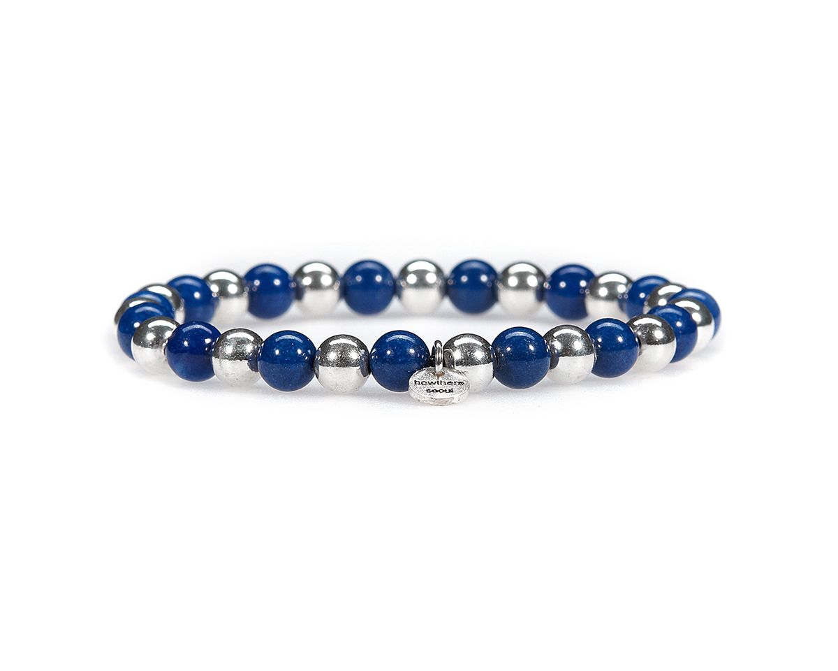 하우데어(HOWTHERE) 하우데어 은볼팔찌 half & half - silver ball and navy stone
