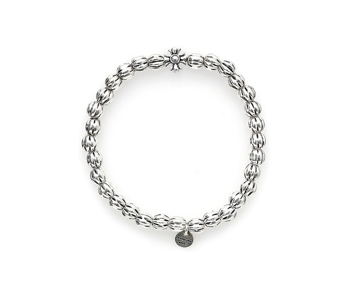 하우데어(HOWTHERE) 은볼팔찌 ring my bell - carved silver ball and cross pendant