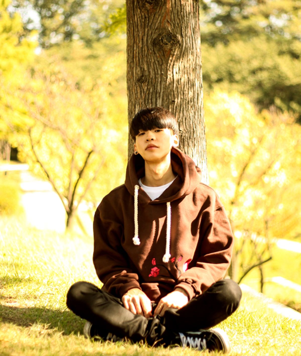 아시하(ASIHA) M [F/W] AsiHa 기모 동백자수 후드티 Brown