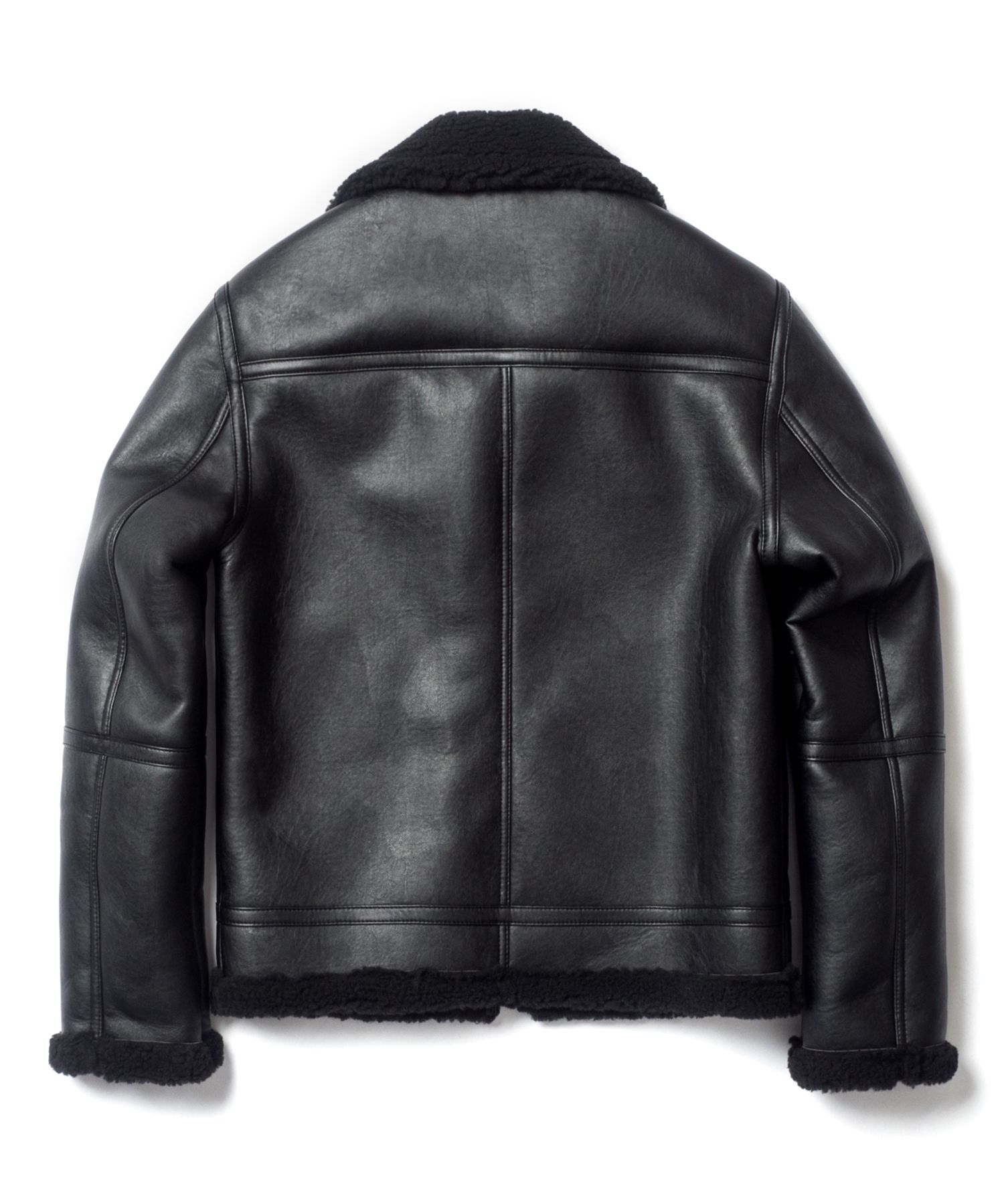 MUSINSA | QT8 GARMENTS TL B-3 Mouton Jacket (Black/Beige)