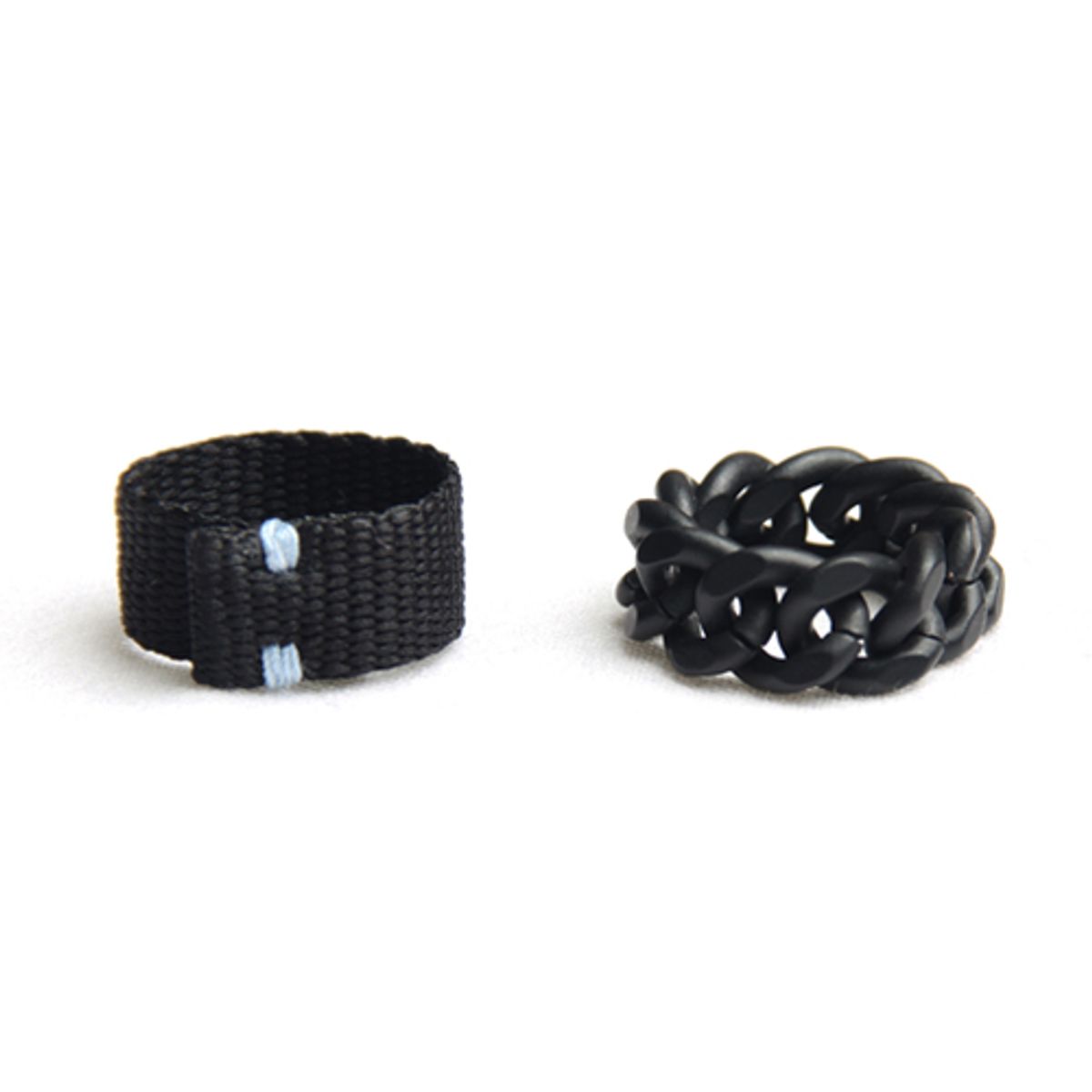 러쉬오프(RUSH OFF) BLACK CHAIN & CASUAL RING 2SET/블랙체인&캐주얼반지세트