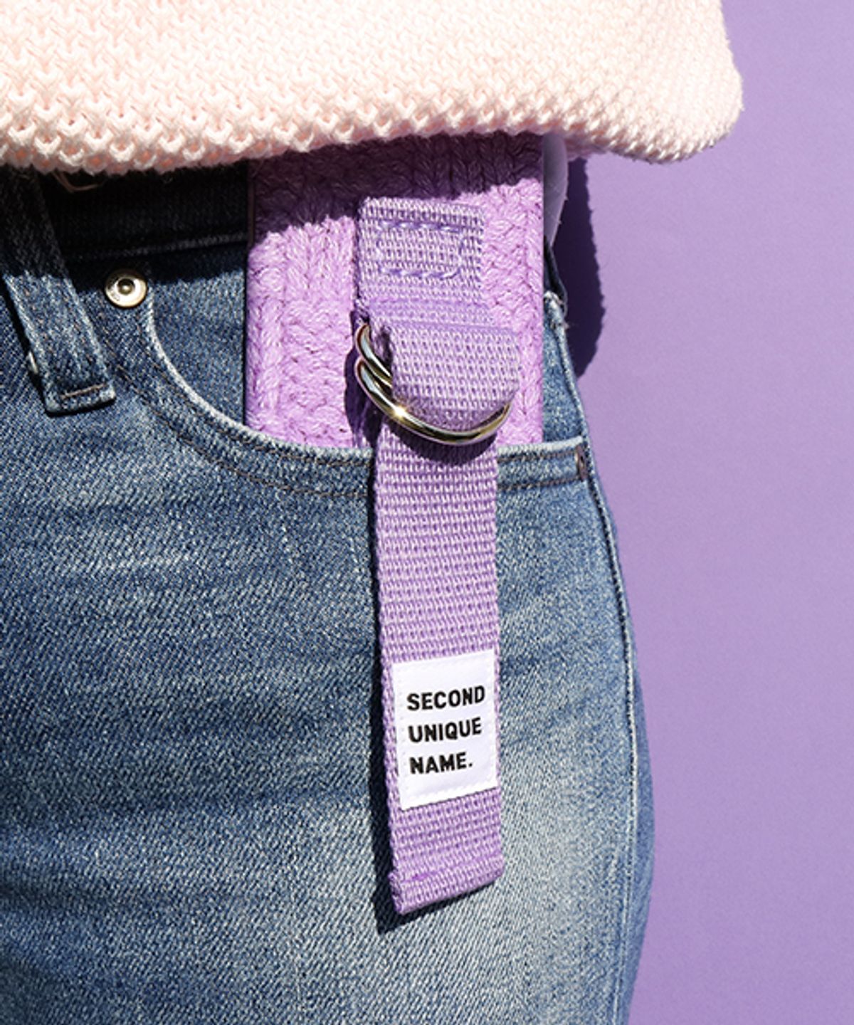 세컨드유니크네임(SECOND UNIQUE NAME) SUN CASE SWEATER LIGHT PURPLE LIGHT GREY