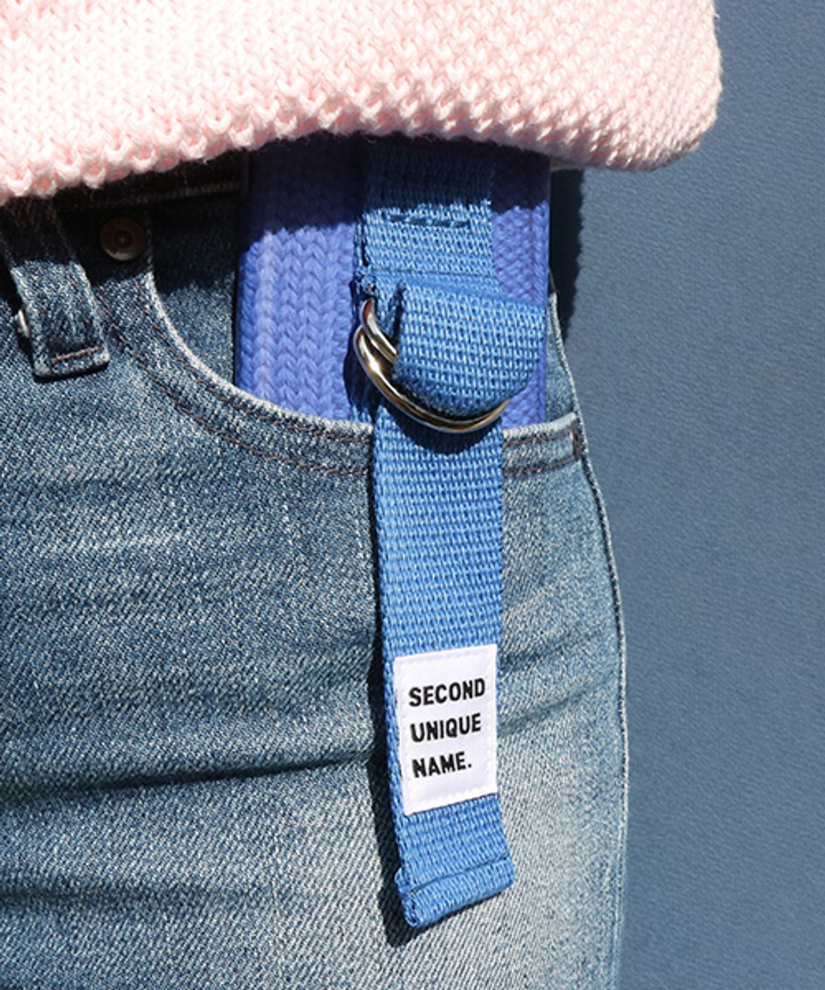 세컨드유니크네임(SECOND UNIQUE NAME) SUN CASE SWEATER RIVER BLUE LIGHT GREY
