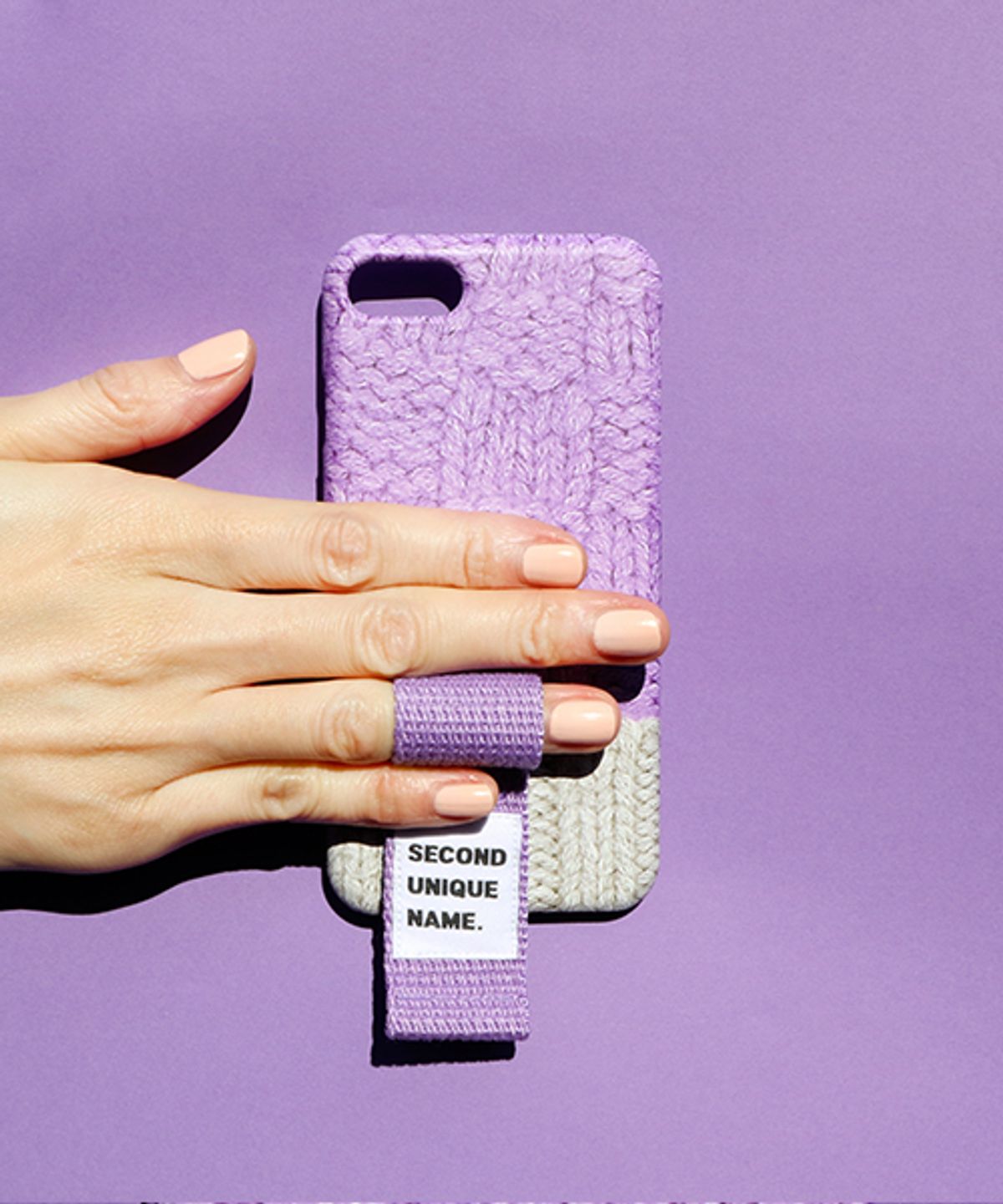 세컨드유니크네임(SECOND UNIQUE NAME) SUN CASE FINGER SWEATER LIGHT PURPLE LIGHT GREY